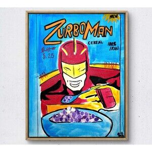 WS original superhero cereal hand painted 14X11 canvas abstract modern wall art